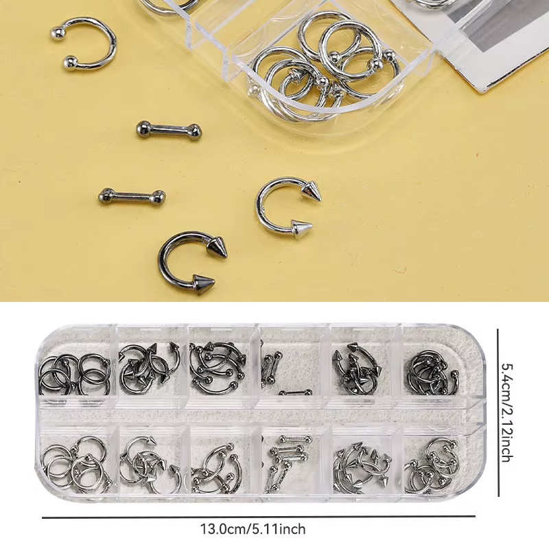 Ensemble de breloques pour ongles gothiques argentées - Décorations 3D en métal pour nail art avec croix