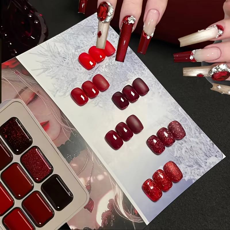 Vernis à ongles gel rouge bordeaux foncé 9 couleurs
