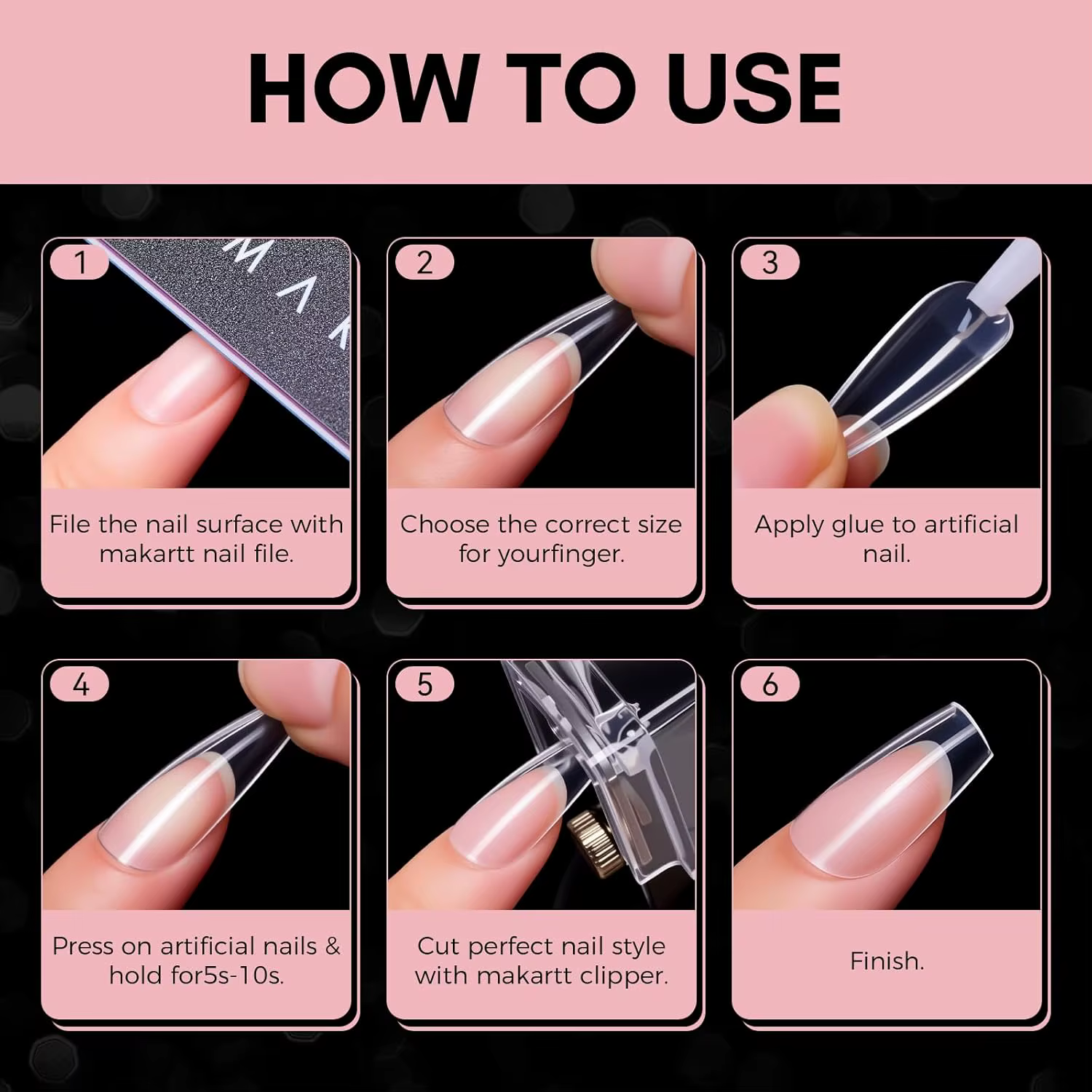 Makartt Faux Ongles Cercueil Moyens - 500 pièces