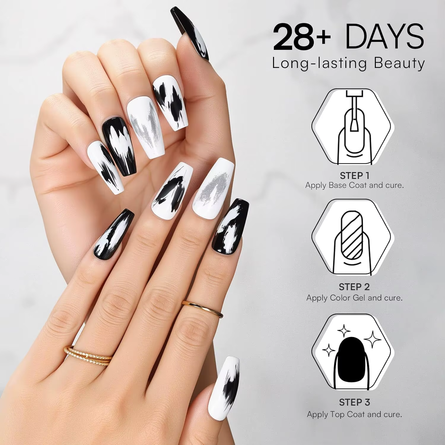 Kit de vernis à ongles gel noir et blanc