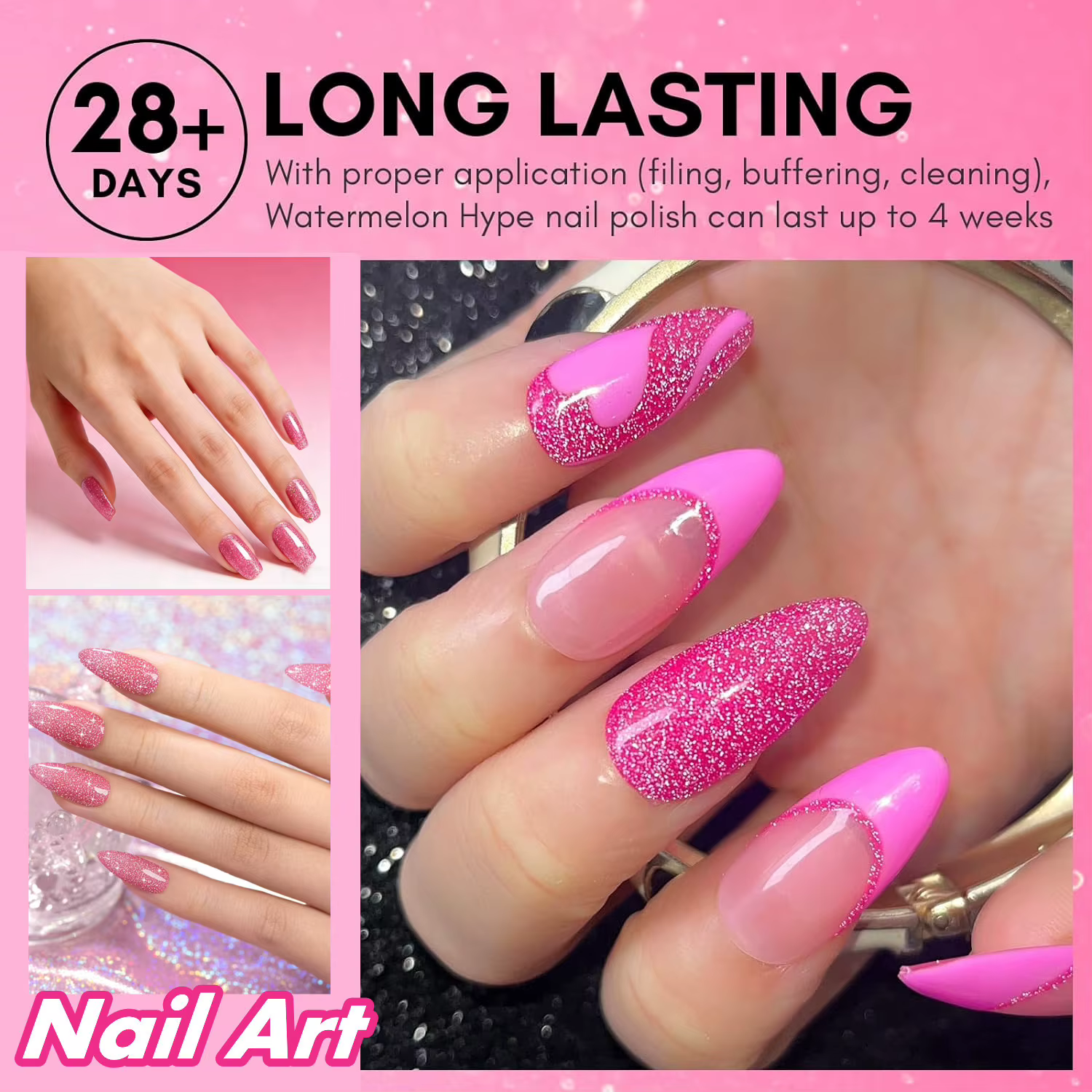 Vernis à ongles gel fluorescent réfléchissant rose été/15ml/Flash foncé super pailleté néon/Gel semi-permanent pour nail art