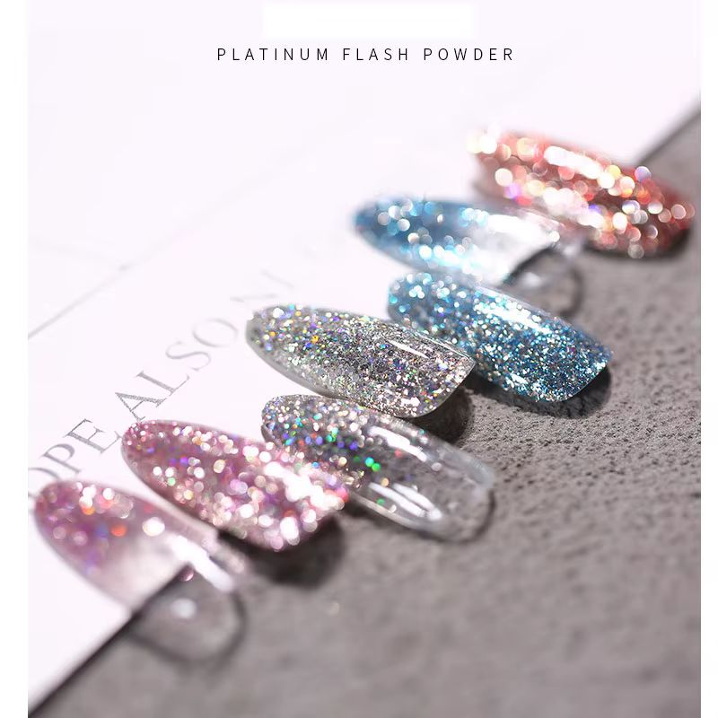 Nail Art bricolage nouvelle poudre de platine chaude 3D mélangée 8 couleurs ensembles de poussière d'ongle paillettes