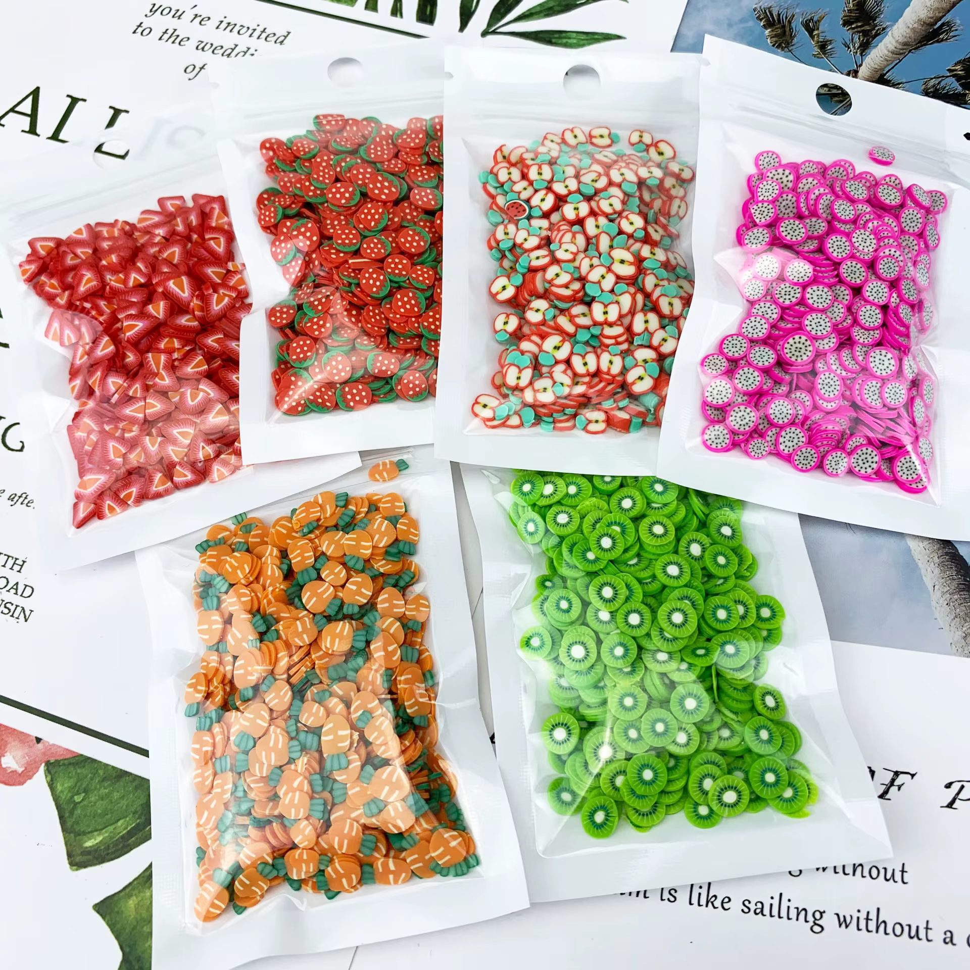 Petites tranches de fruits 3D pour nail art