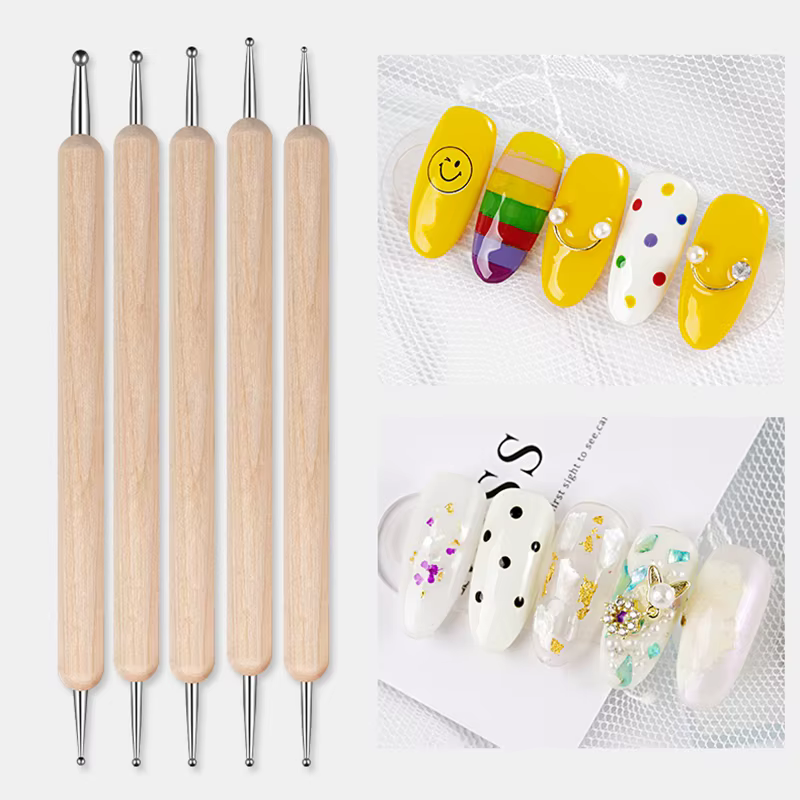 Perceuse à ongles en bois à double tête en acier inoxydable