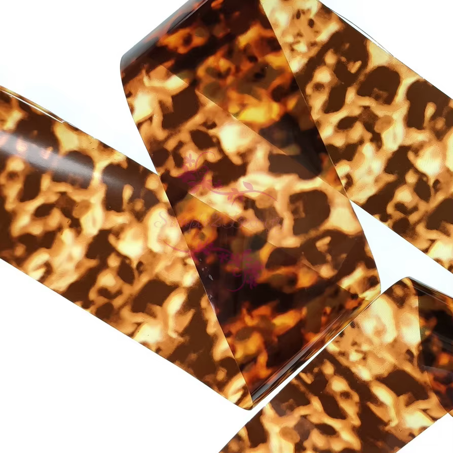 1 Rouleau 100M*4CM Film de Transfert Translucide Motif Écaille de Tortue Ambre