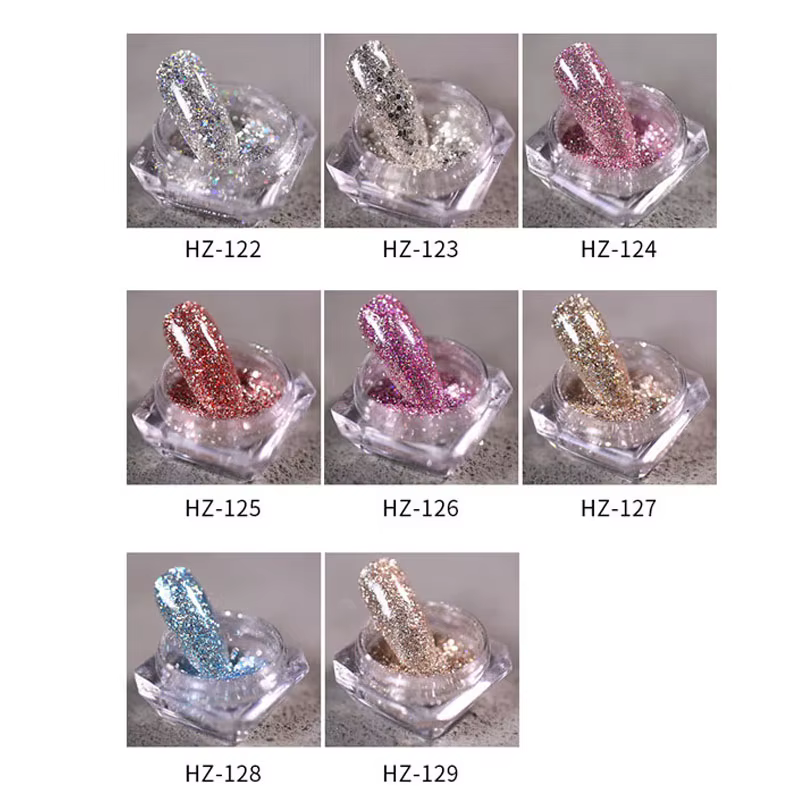 Nail Art bricolage nouvelle poudre de platine chaude 3D mélangée 8 couleurs ensembles de poussière d'ongle paillettes