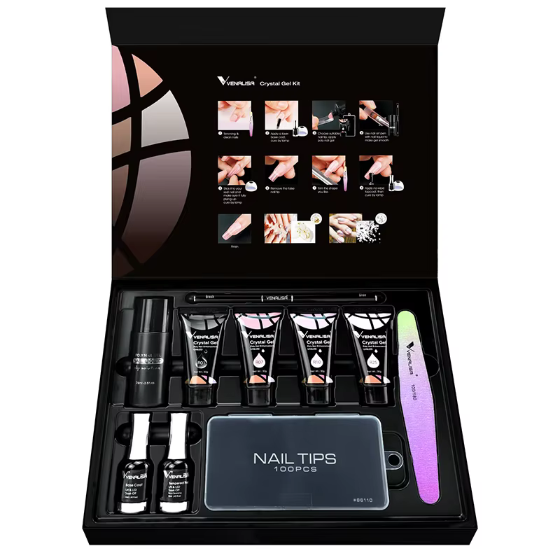 VENALISA Poly LED UV Gel Kit nouveau professionnel Nail Art UV LED 30g manucure ongles limes transparentes pointes d'ongles Gel en cristal