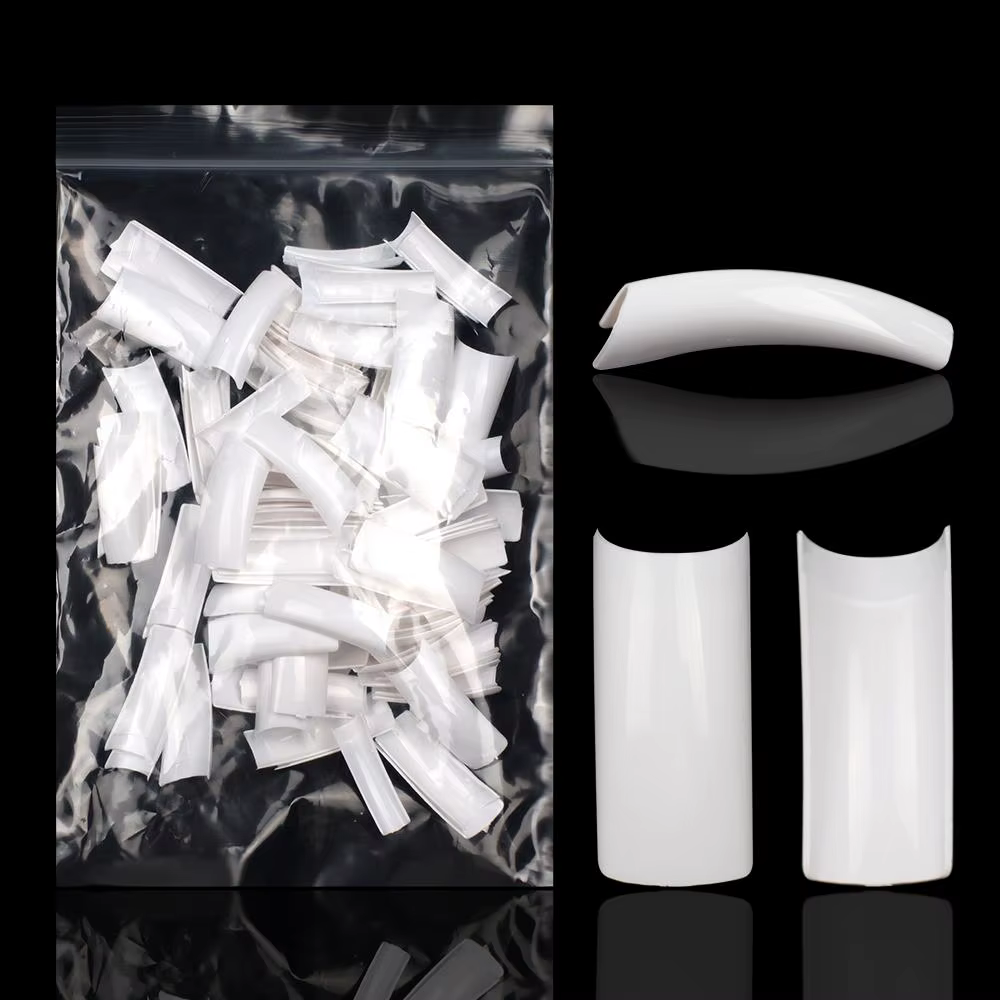 Faux Ongles Français en Forme de Cercueil