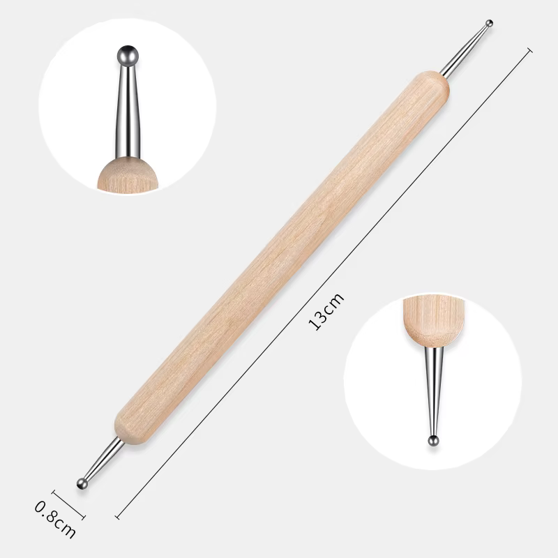 Perceuse à ongles en bois à double tête en acier inoxydable