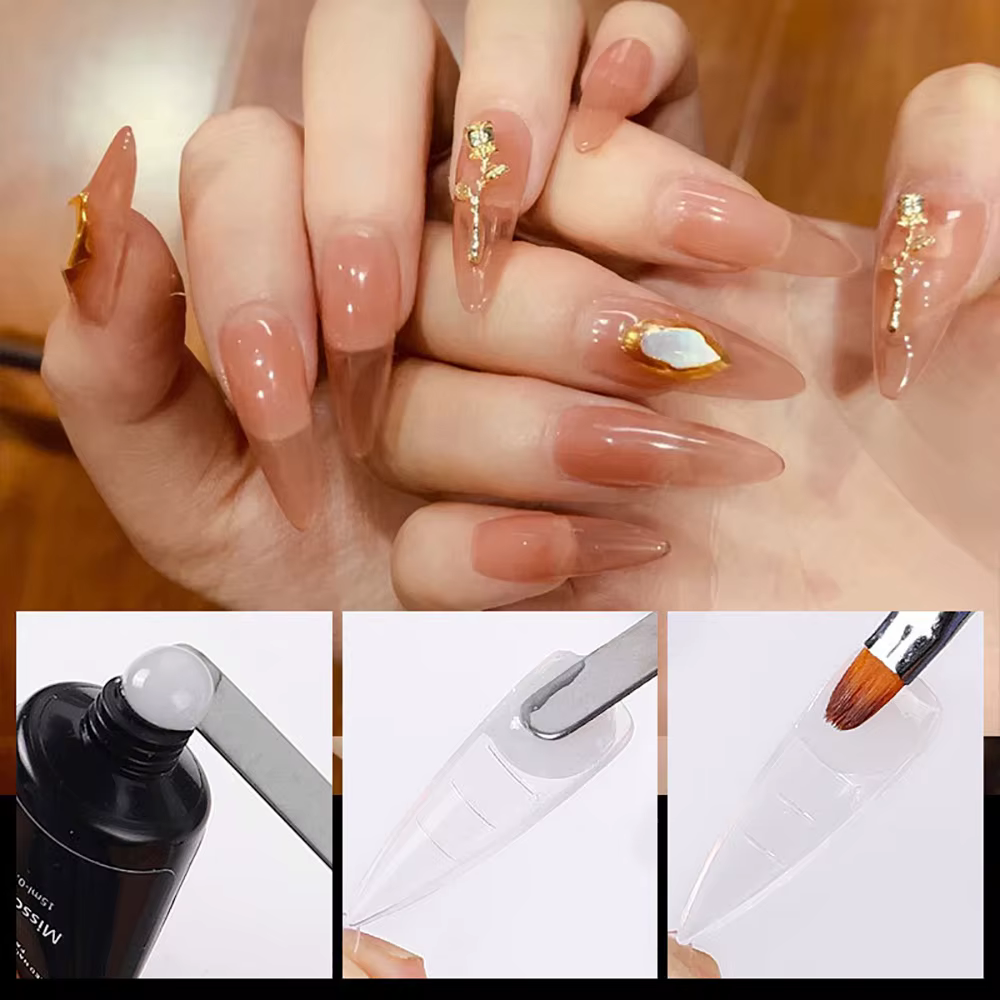 100 pièces/boîte, forme à ongles en polygel transparent