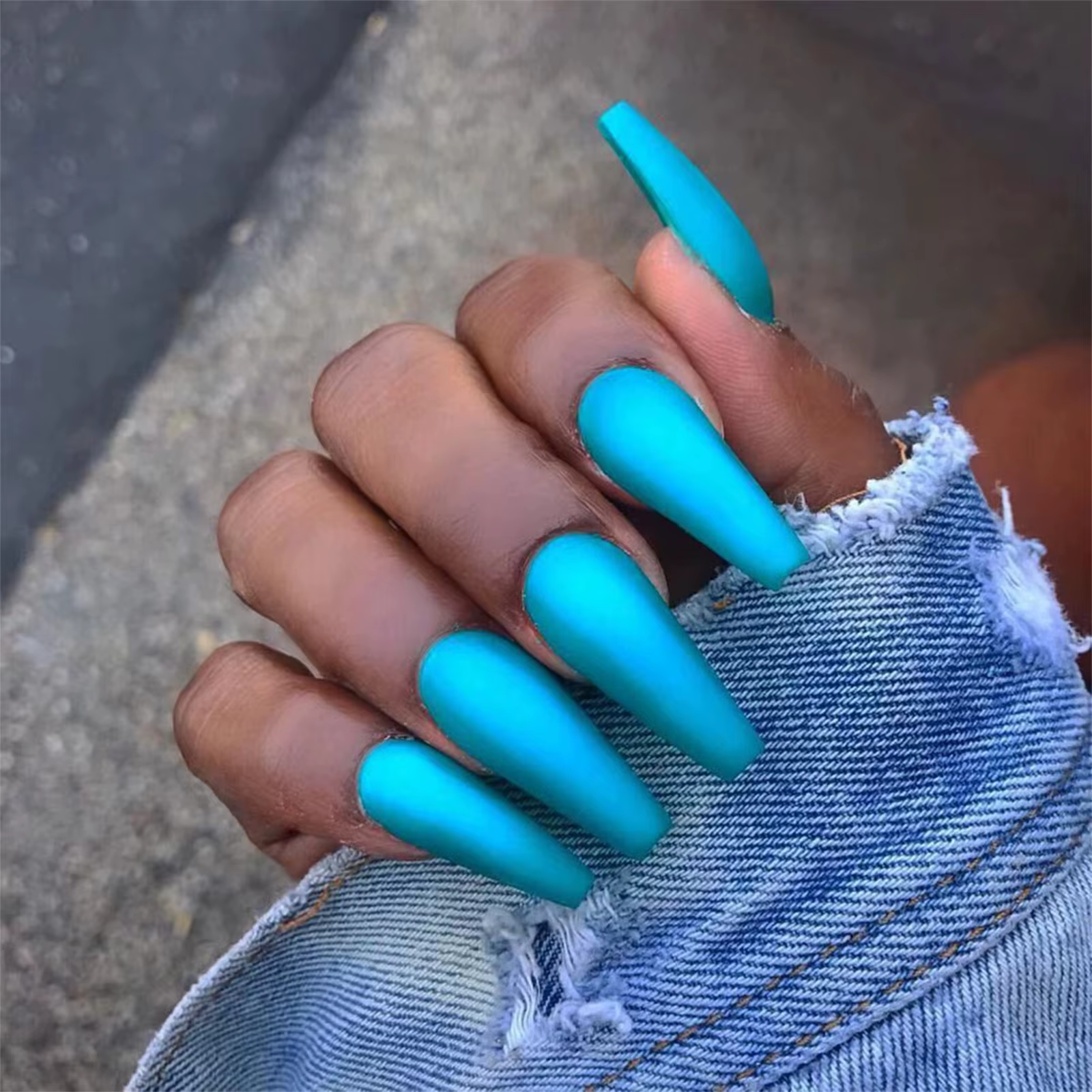 Faux Ongles en Forme de Cercueil à Couverture Complète