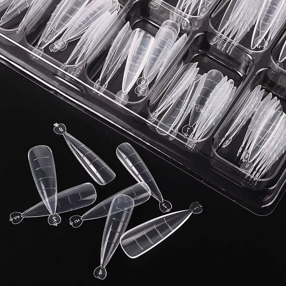 100 pièces/boîte, forme à ongles en polygel transparent