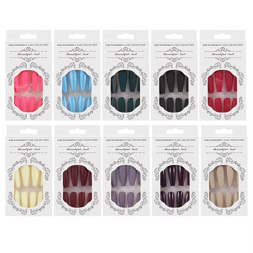 Faux Ongles en Forme de Cercueil à Couverture Complète