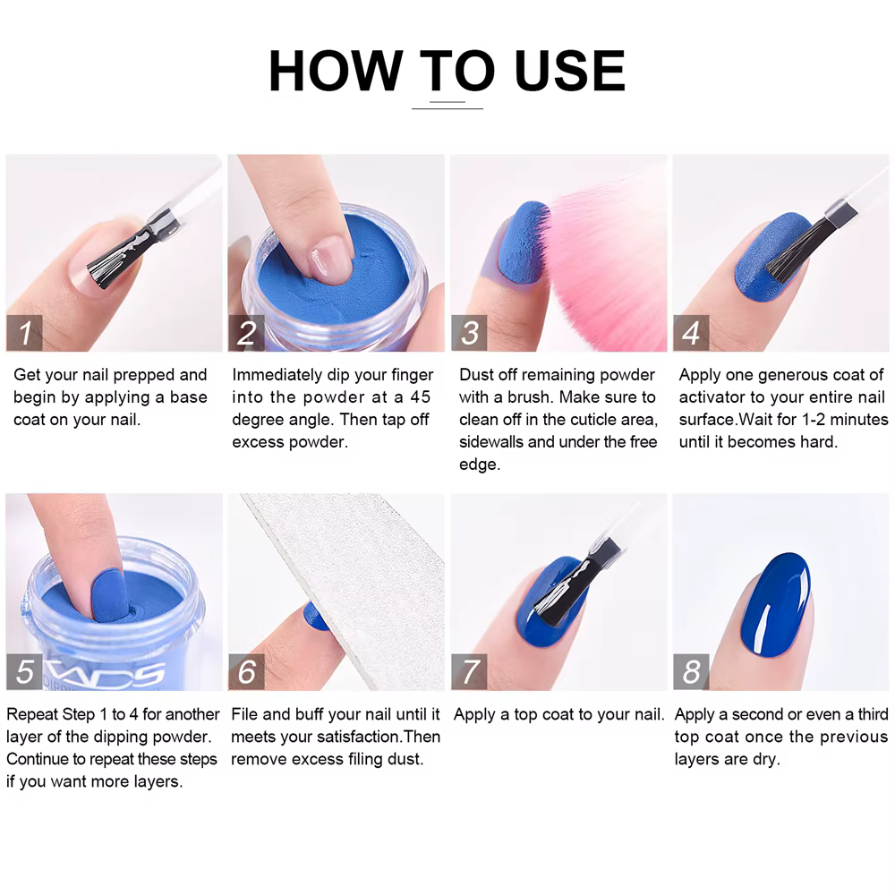 KADS trempage poudre à ongles nu coloré Dip Nail Art paillettes