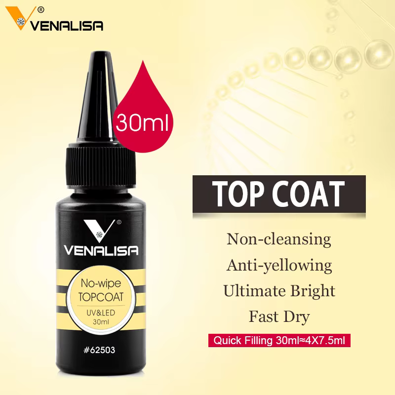 Venalisa recharge 30ml TPO gratuit Nail Art tremper UV/LED sans lingette couche de finition constructeur ongles Gel mat