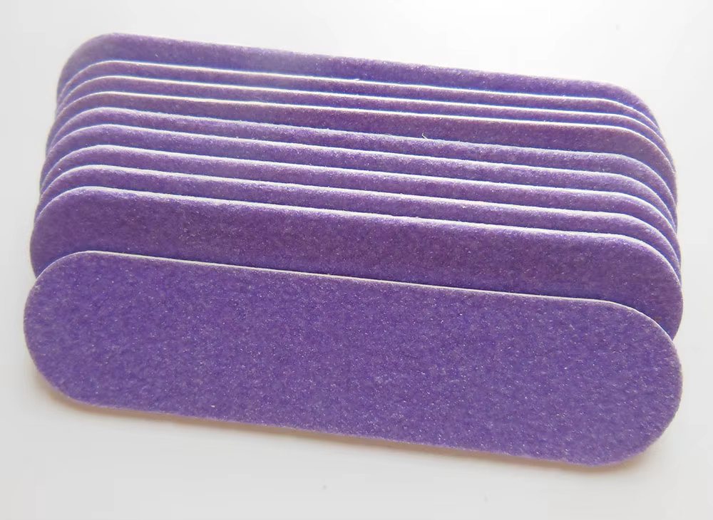 100 pièces de mini-limes à ongles violettes en bois