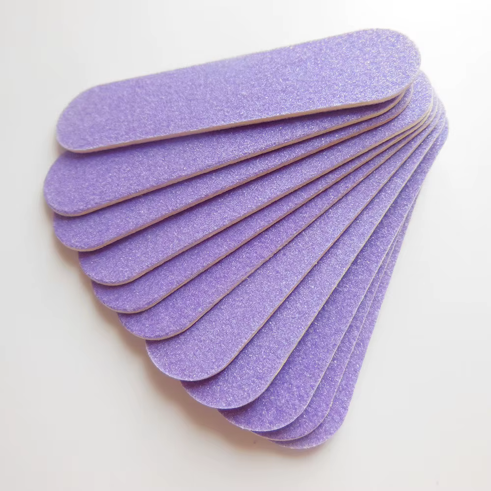 100 pièces de mini-limes à ongles violettes en bois