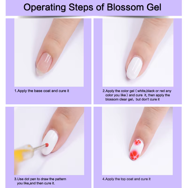 MSHARE Blooming Nails Gel Laque Soak Off Gel à effet d'épandage LED UV