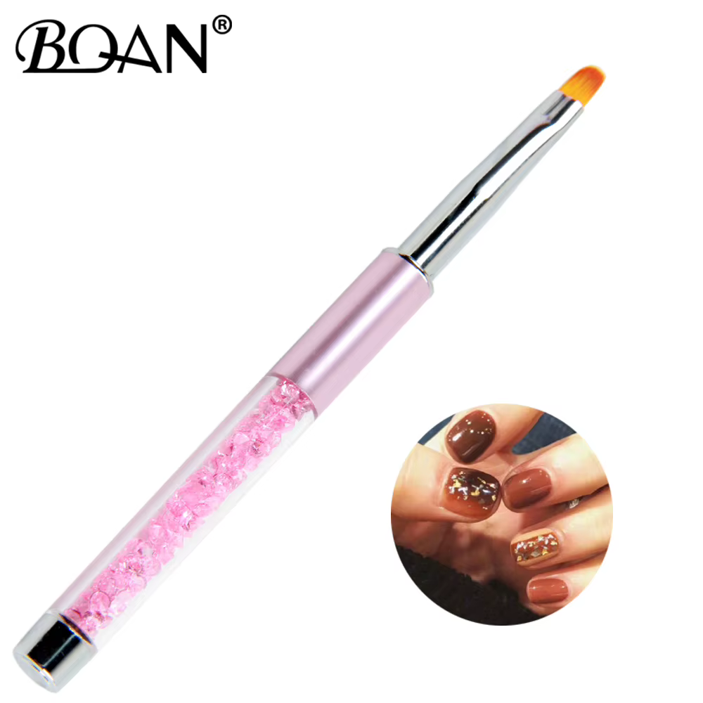 BQAN Pinceau à gel pour nail art avec manche en cristal rose 5/7/9/11/15 mm