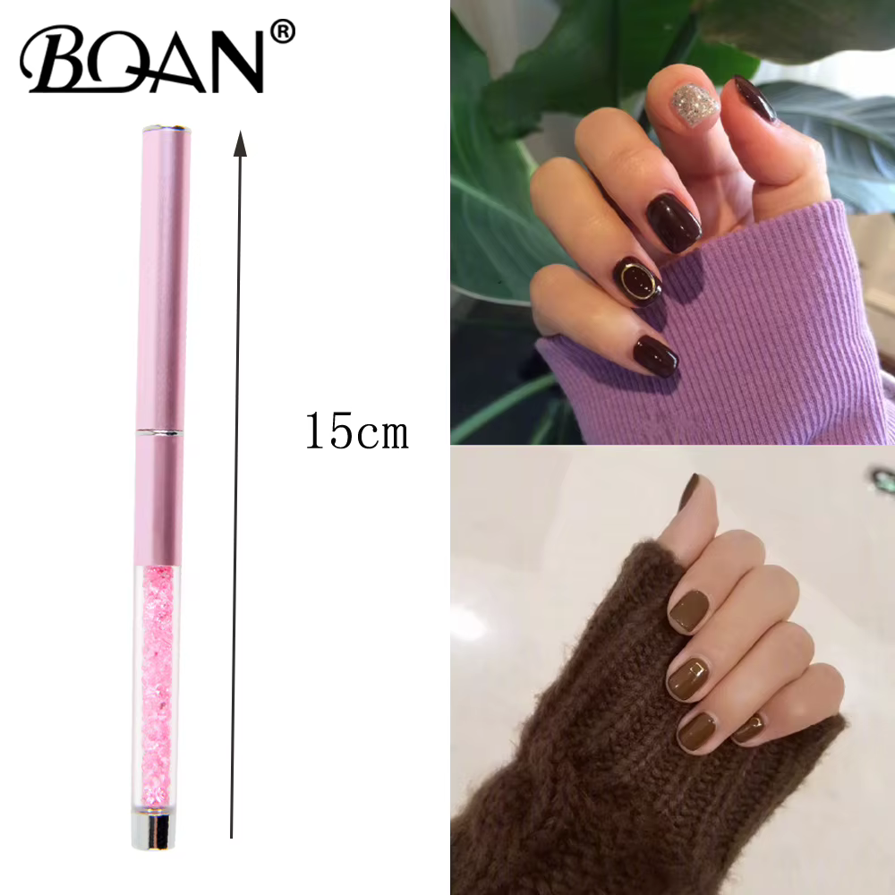 BQAN Pinceau à gel pour nail art avec manche en cristal rose 5/7/9/11/15 mm