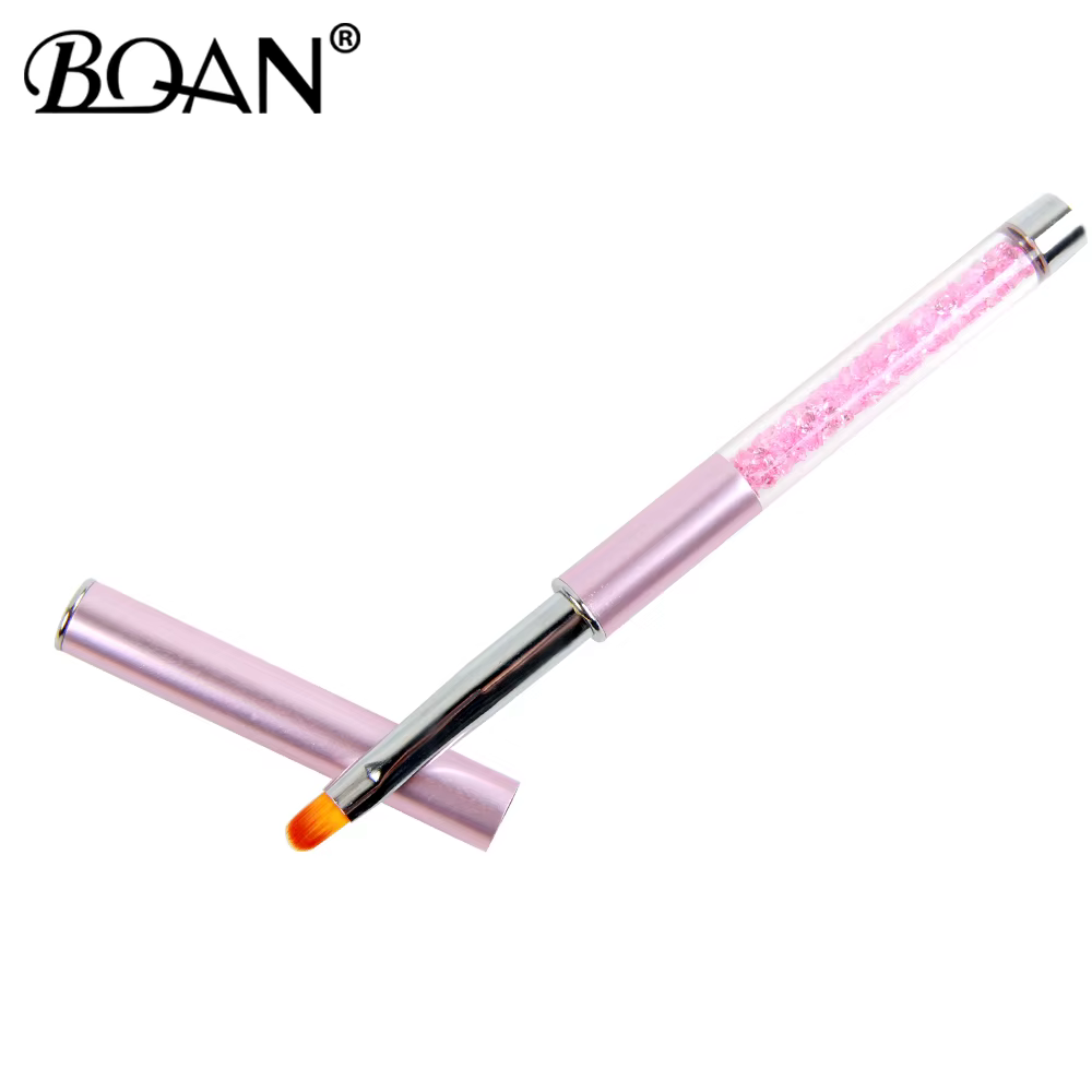 BQAN Pinceau à gel pour nail art avec manche en cristal rose 5/7/9/11/15 mm
