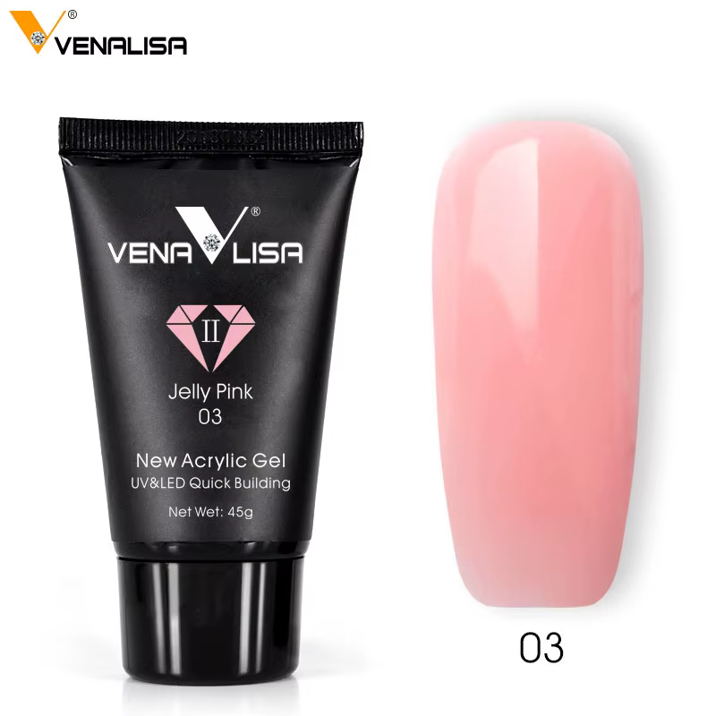 Venalisa nouveau Gel acrylique Poly Extension Gel pour ongles tremper UV LED pointes de tranche de Gel durables séchage rapide Transparent gelée Gel Base couche de finition