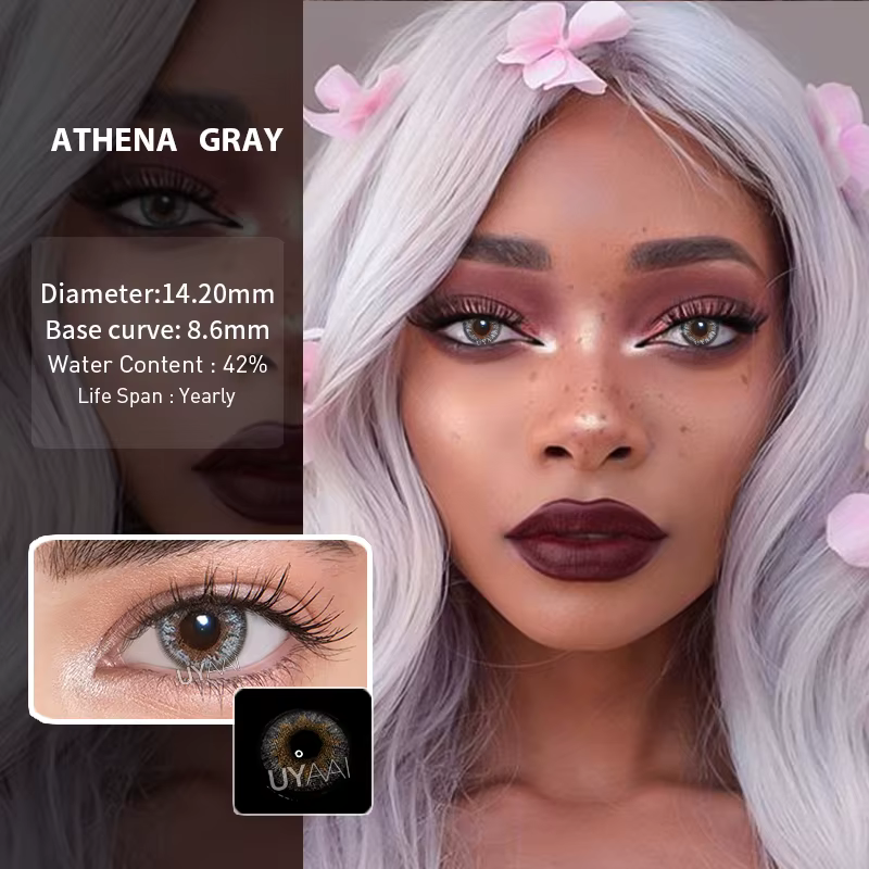 2 pièces/paire série grise lentilles de Contact de couleur lentilles de Contact cosmétiques naturelles lentilles de Contact colorées pour le maquillage des yeux UYAAI