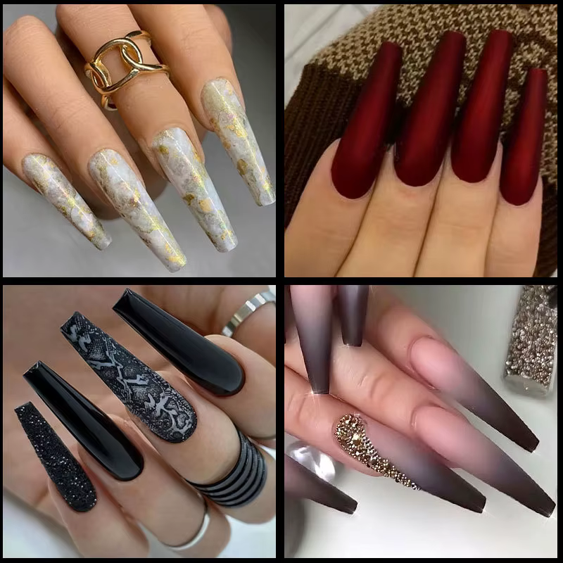 Faux ongles en forme de cercueil français