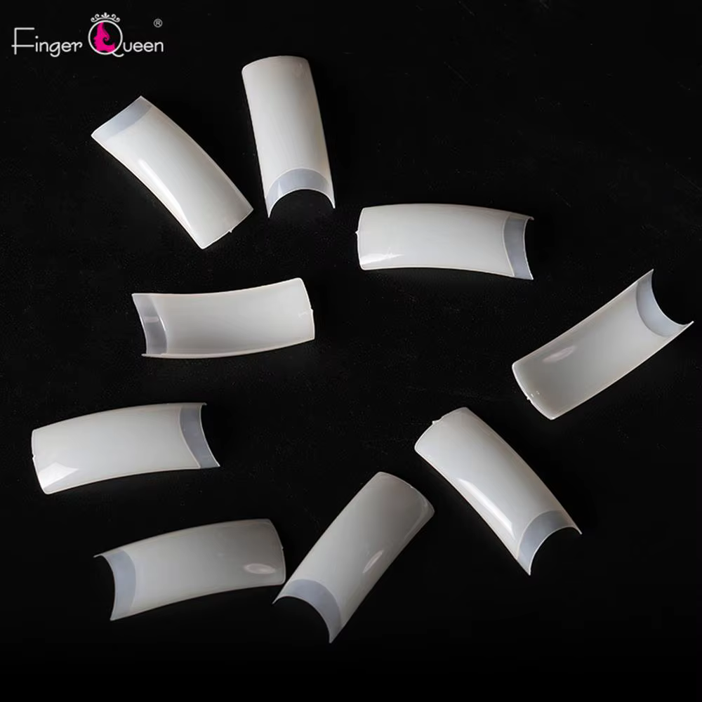 Faux Ongles Français en Forme de Cercueil
