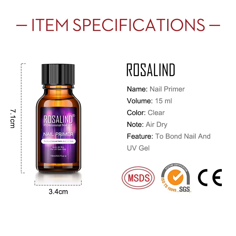 ROSALIND 15ML déshydrateur d'ongle Gel vernis apprêt à ongles pas besoin de durcissement à l'air sec
