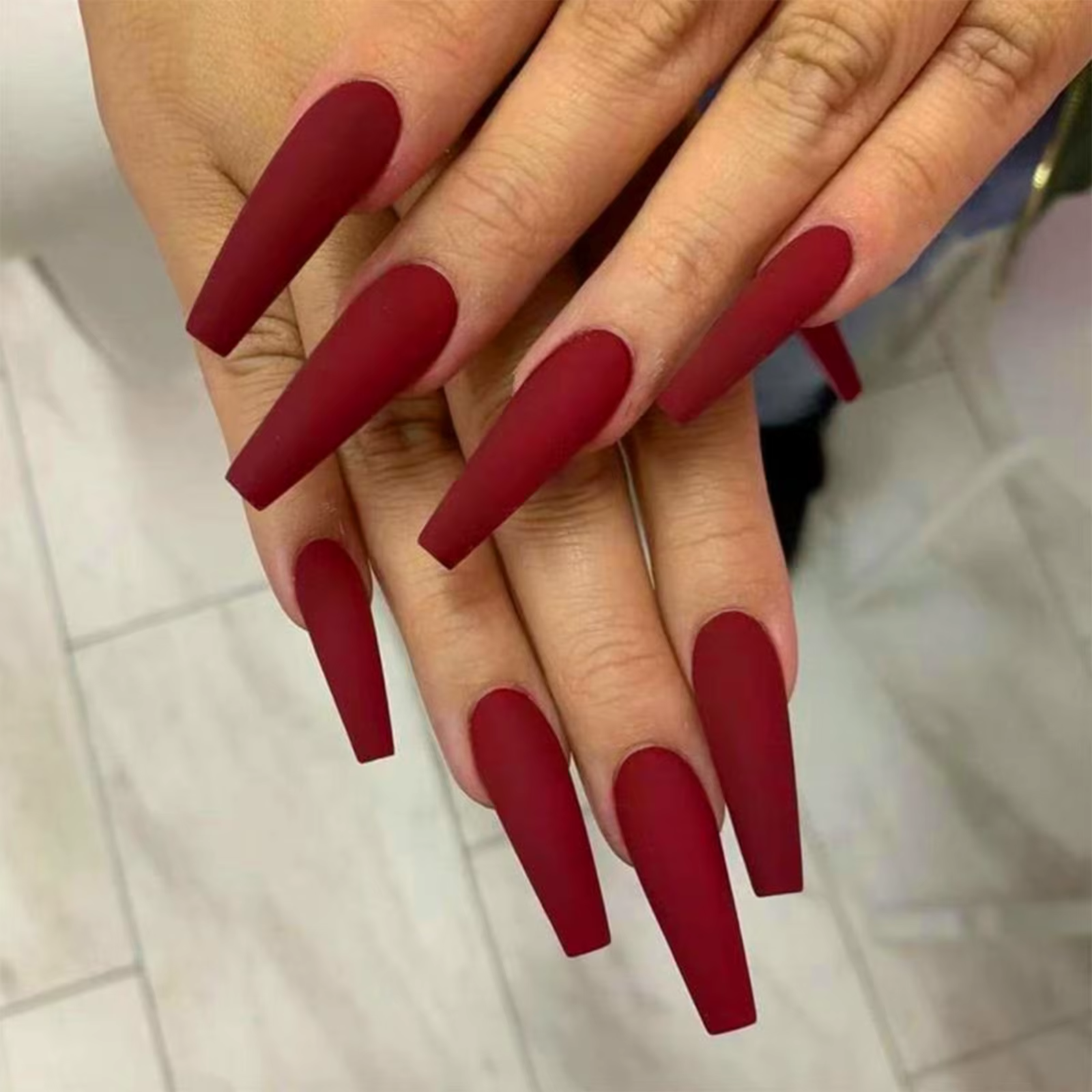Faux Ongles en Forme de Cercueil à Couverture Complète