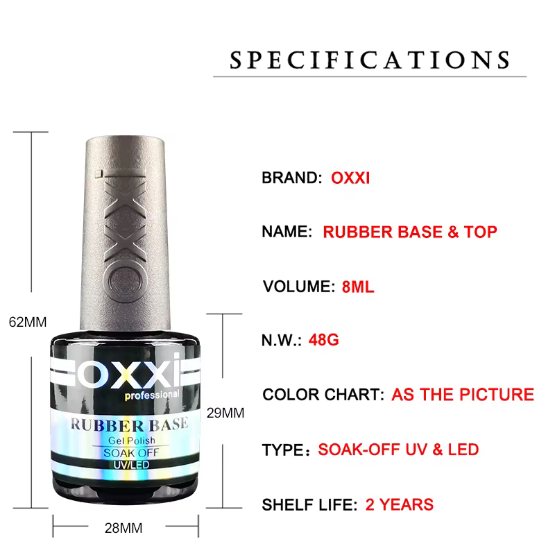 OXXI Base en caoutchouc semi-permanente pour vernis gel 8 ml