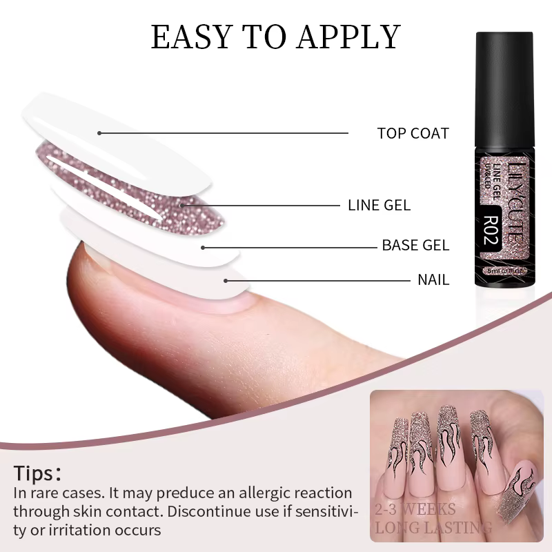 LILYCUTE 5ML Champagne or réfléchissant paillettes Gel vernis à ongles brillant scintillant français Semi Permanent