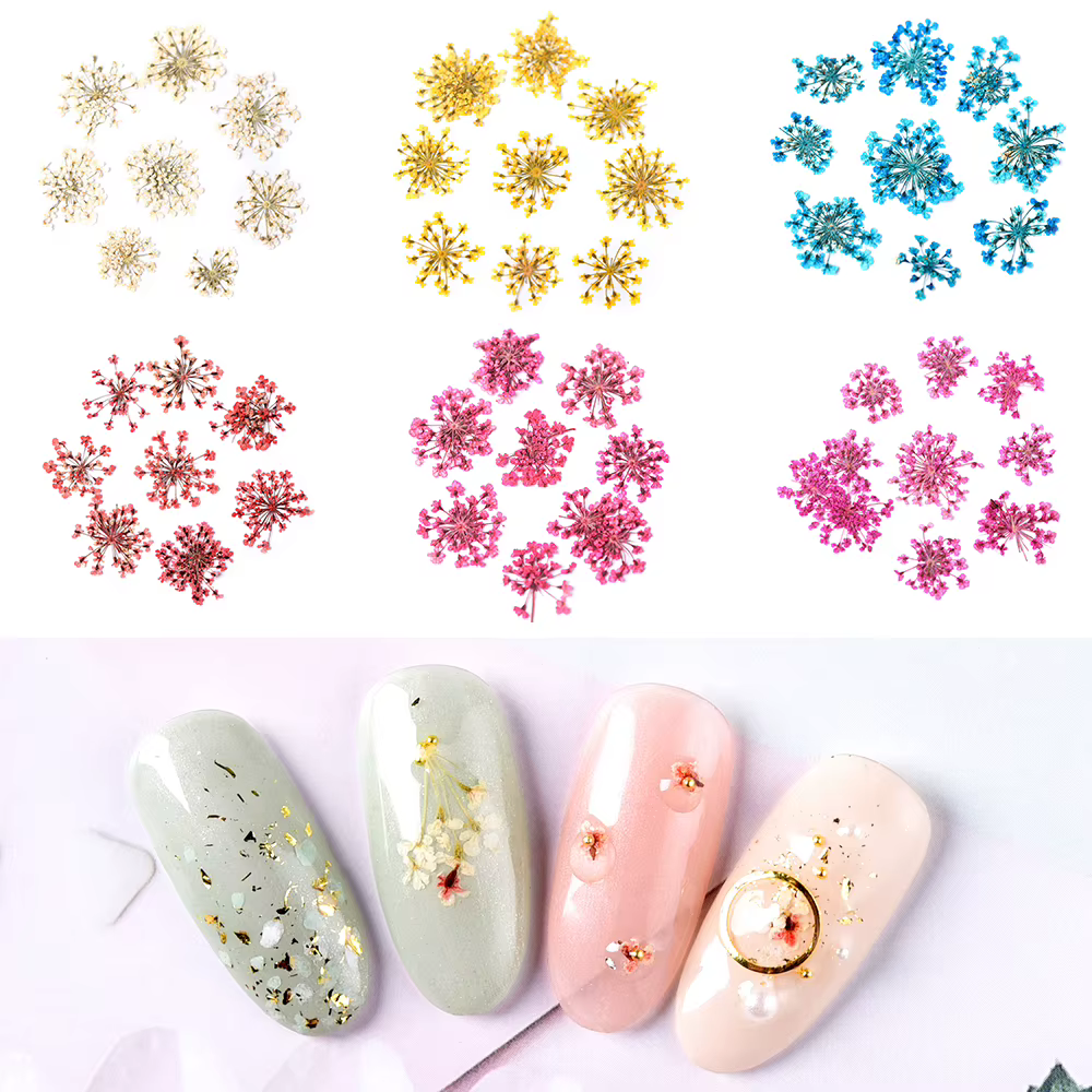 Fleurs séchées en 3D pour décoration des ongles