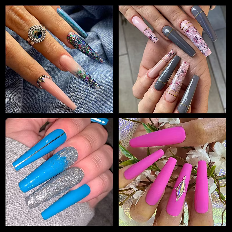 500 pièces XXL Longues capsules d'ongles artificiels en acrylique