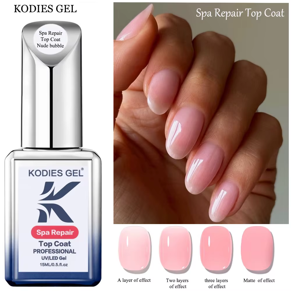 KODIES GEL Spa réparation couche de finition blanc laiteux gelée rose Gel vernis à ongles