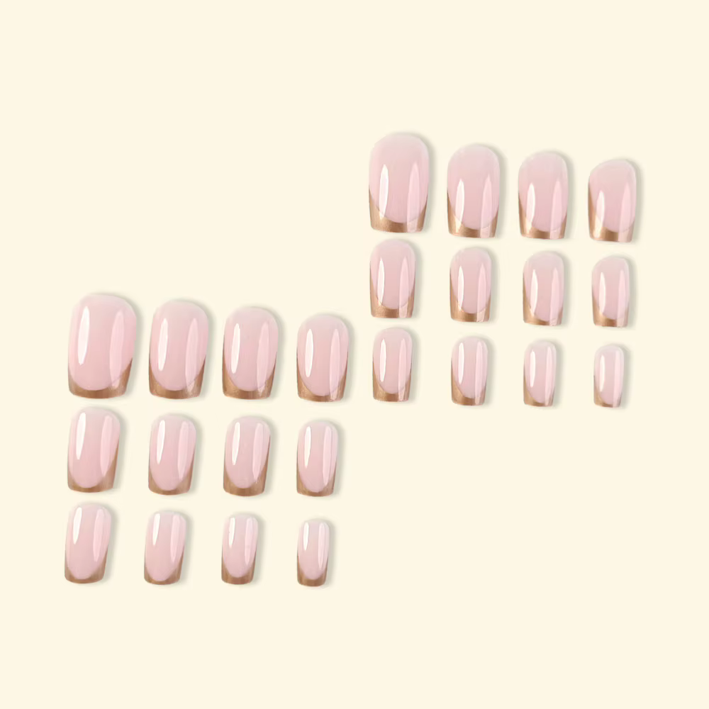 24 pièces autocollants français dorés pour ongles faux