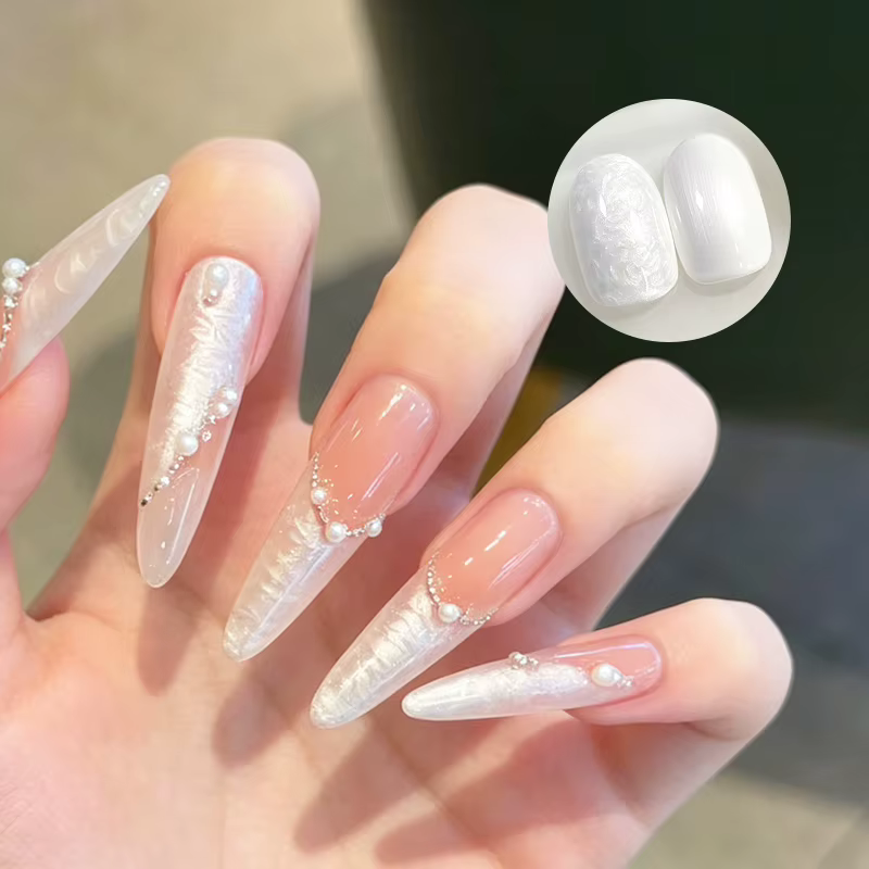 BORN PRETTY 10ml Gel Polish Effet Fil Blanc Nacré Pailleté Brillant Semi-Permanent Soak Off UV LED Vernis pour Salon de Manucure à Domicile