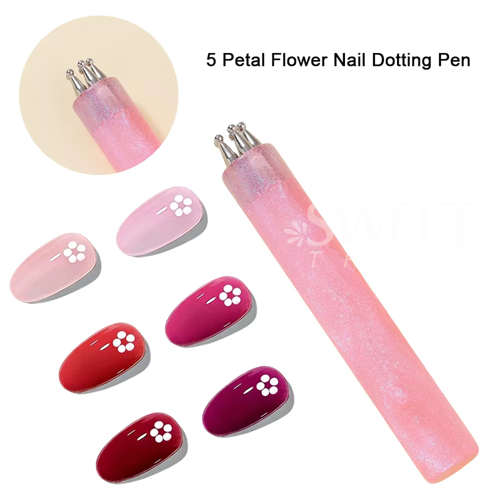 SWEET TREND - 1 pièce Stylo de nail art à 5 pétales pour dessiner des fleurs à cinq