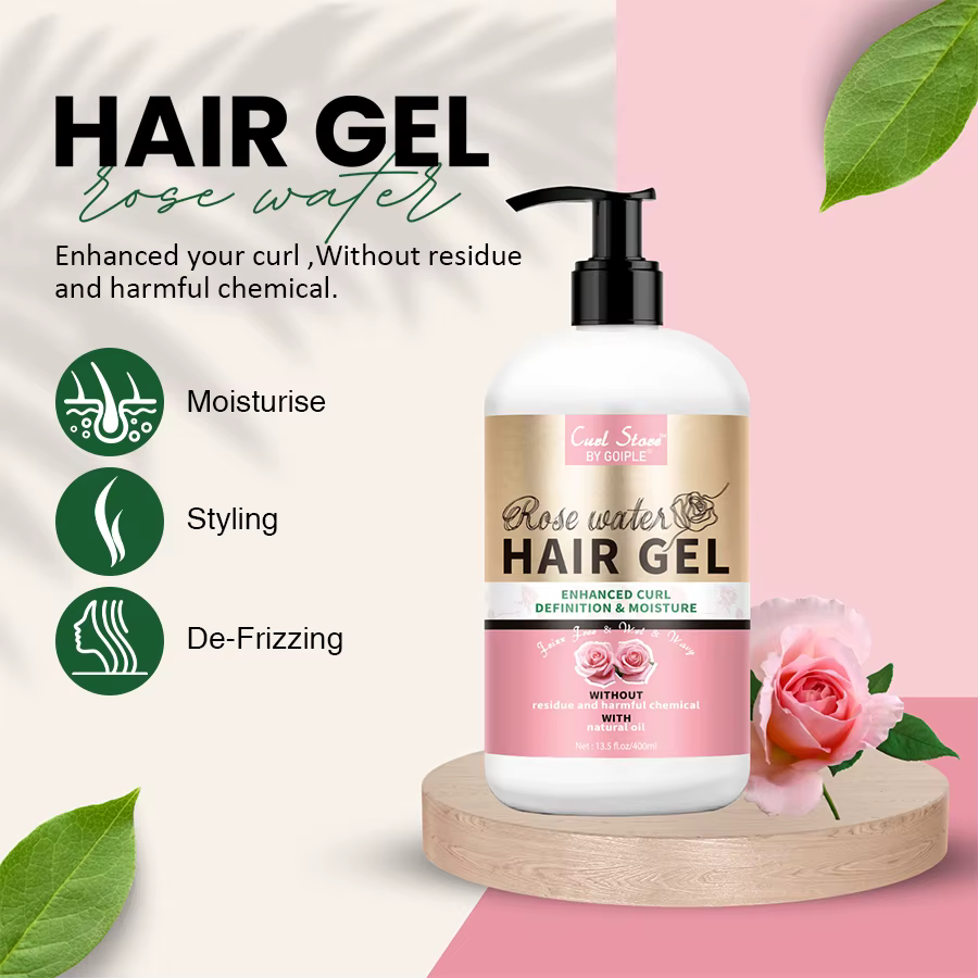GOIPLE – Gel capillaire naturel à l'eau de Rose, crème définissante pour améliorer les boucles, contrôle de l'humidité, produits coiffants bouclés