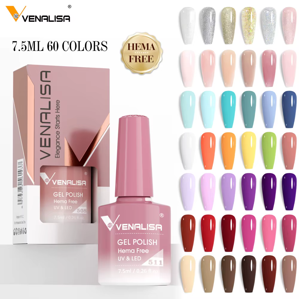 Venalisa HEMA TPO gratuit vernis à ongles Gel paillettes magnifique couverture complète tremper UV LED français gelée d'ongles rose Collection nue