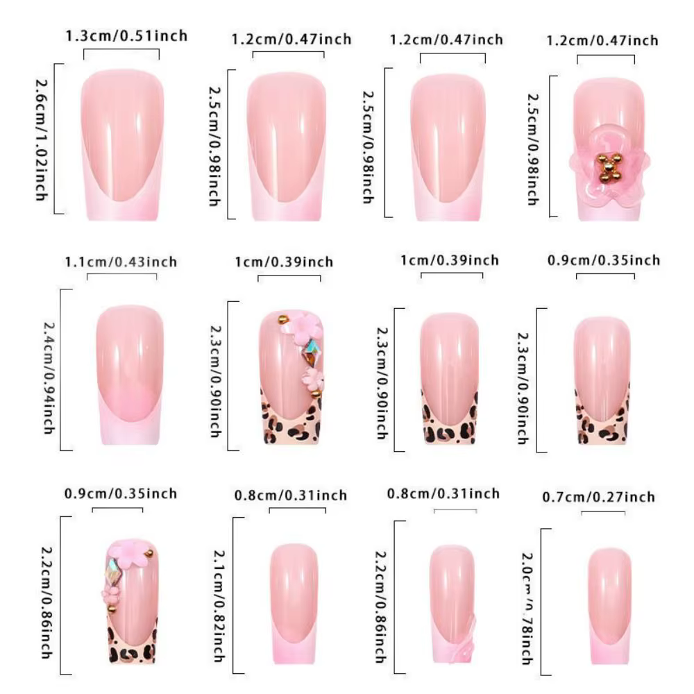 Faux ongles 3D à pois floraux