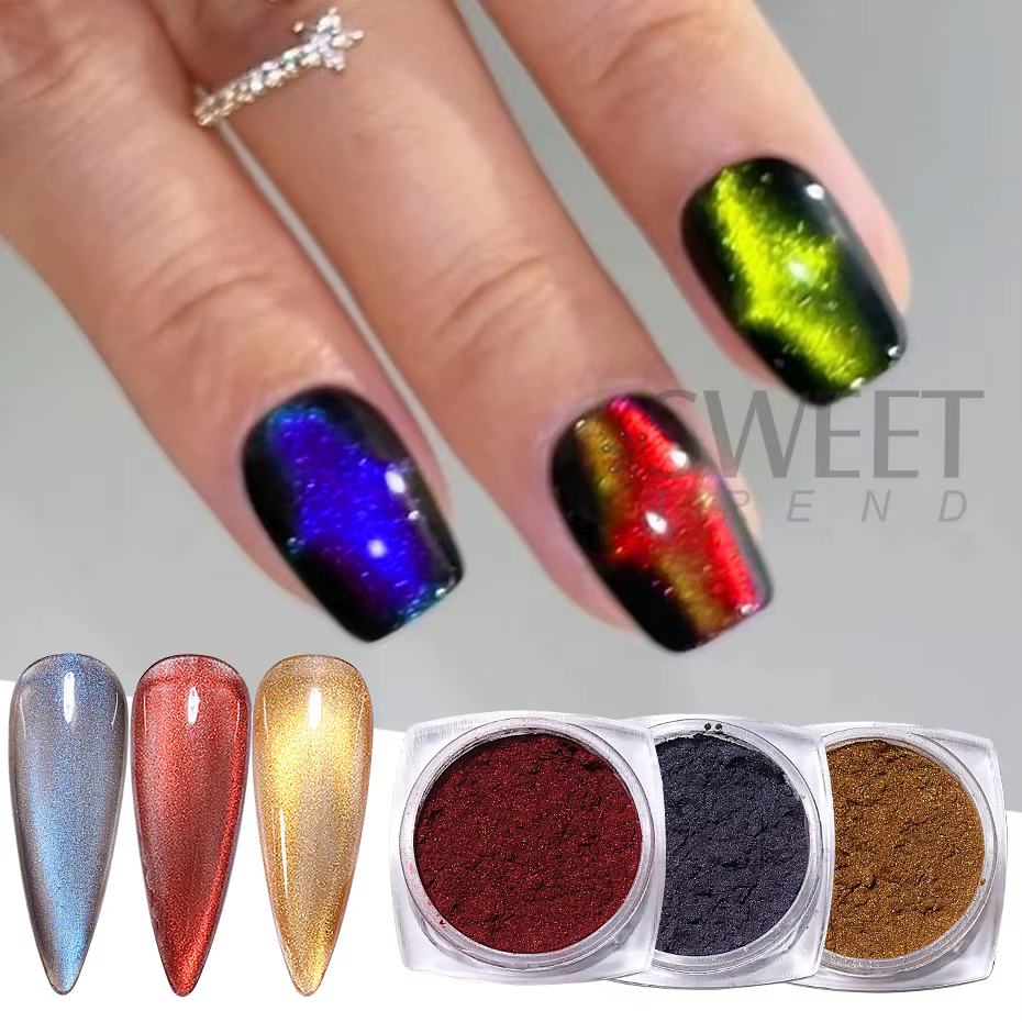 Poudre à ongles magnétique chromée œil de chat