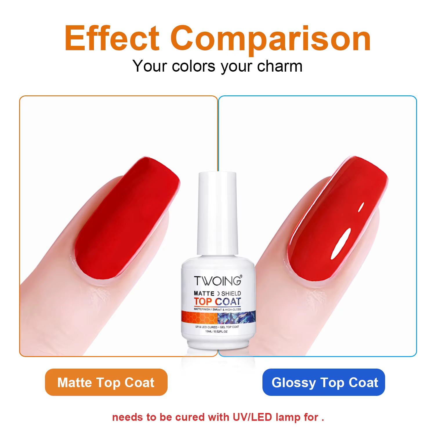 TWOING Top Coat Gel 15 ml Effet Mat Velours