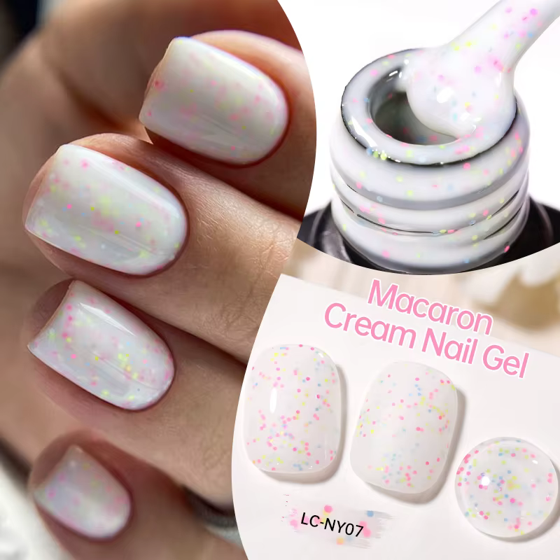 LILYCUTE 7ml Gel Crème Vernis à Ongles Macaron Paillettes Scintillantes Gel Semi-Permanent Nail Art Design Soak Off UV LED Gel Manucure