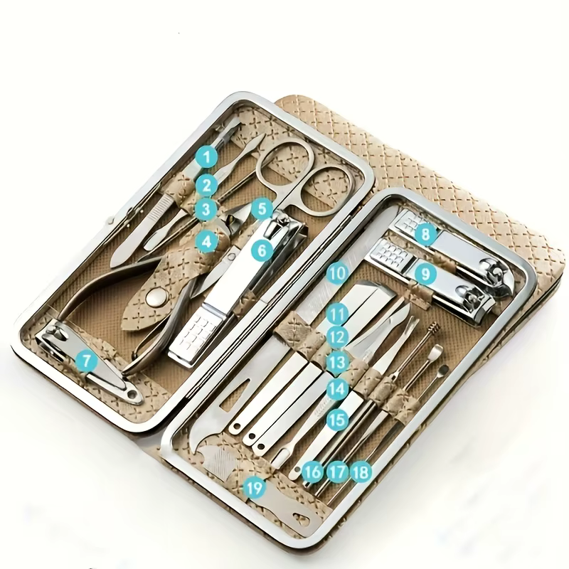 Ensemble d'outils de manucure et de pédicure 19 pièces/ensemble avec boîte de rangement