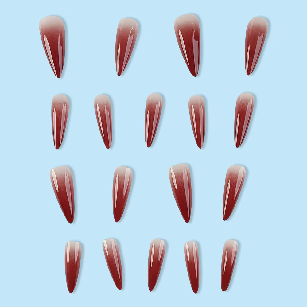 Vin rouge faux ongles conseils longue tête pointue brillant presse