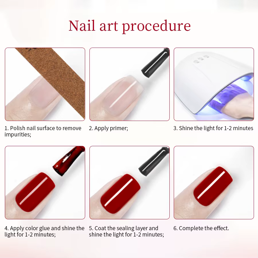 RS NACanon-Verhéritage à Ongles Gel UV Rouge à Paillettes Magnétiques