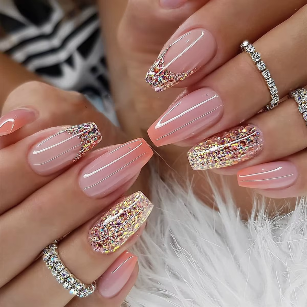 Faux ongles français à pression rose