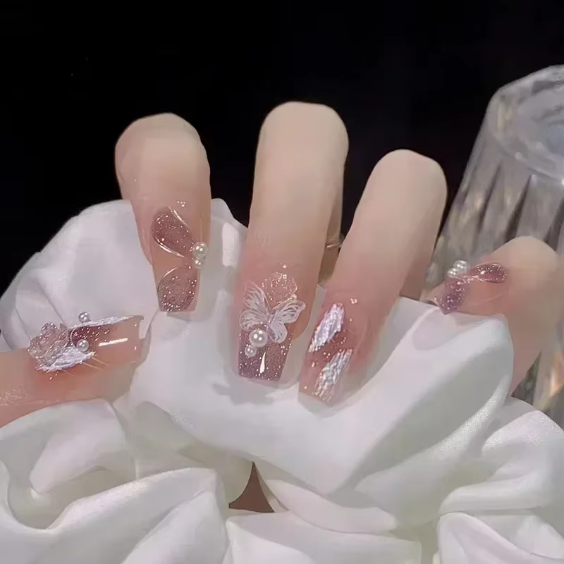 24 pièces ballerine longs carrés ongles conseils faux